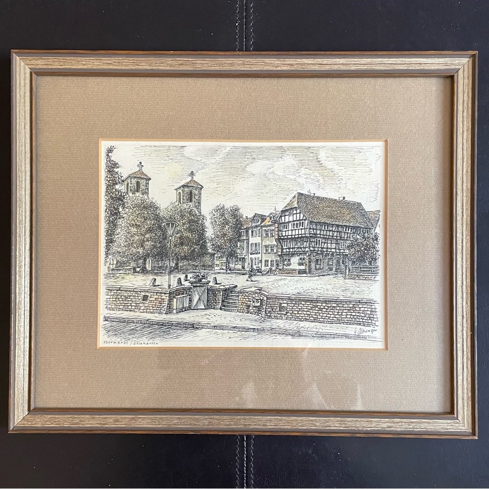Vintage German Etching